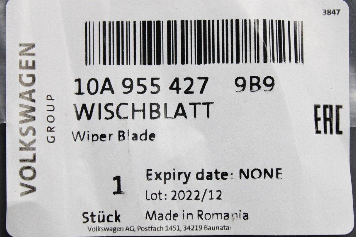VW ID.3 2020-on aero wiper blade 245mm (rear window) 10A955427 9B9