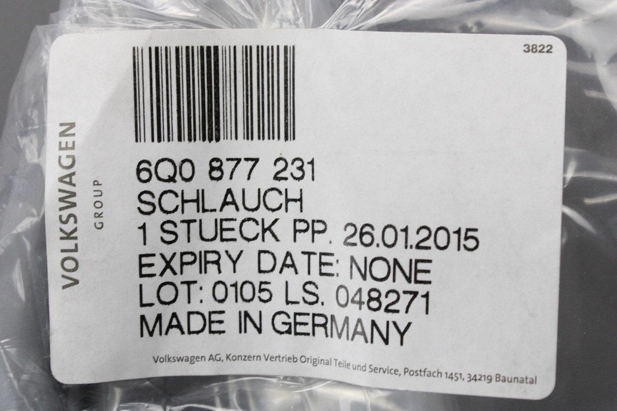 VW Polo 9N 9N3 2002-2009 sun roof water drain hose (front) 6Q0877231