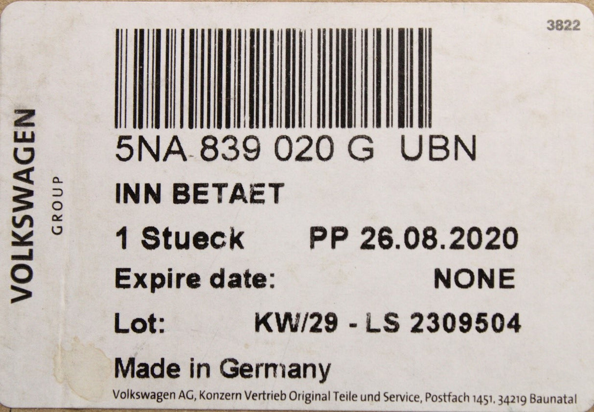 VW Tiguan 2017-on inner actuator door handle (rear right) 5NA839020G UBN