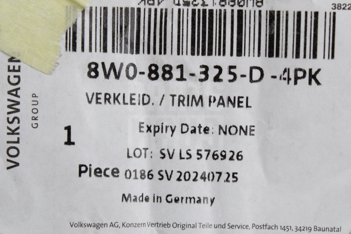 Audi RS4 RS5 A5 S5 S4 A4 front seat base trim (left) 8W0881325D 4PK