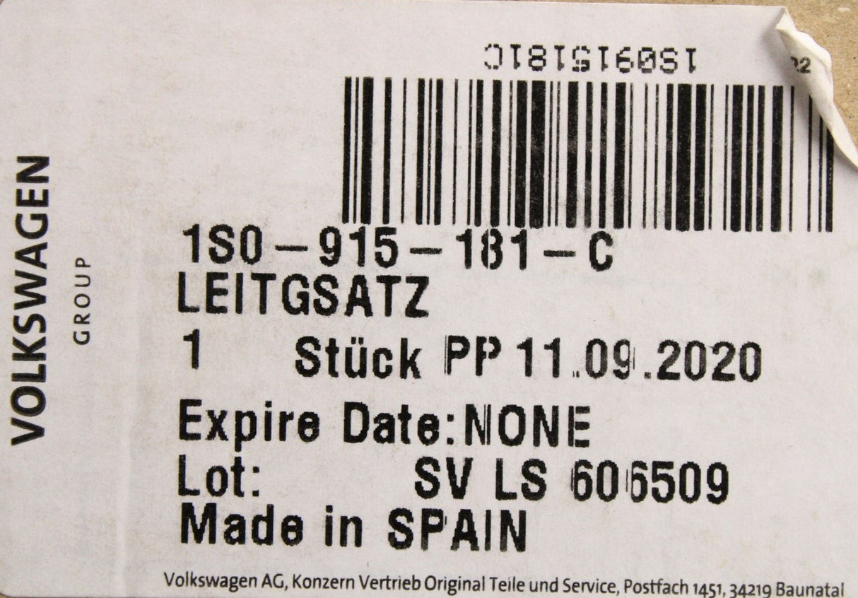 VW Up 12-24 Skoda Citigo 12-20 wiring set for battery (earth) 1S0915181C