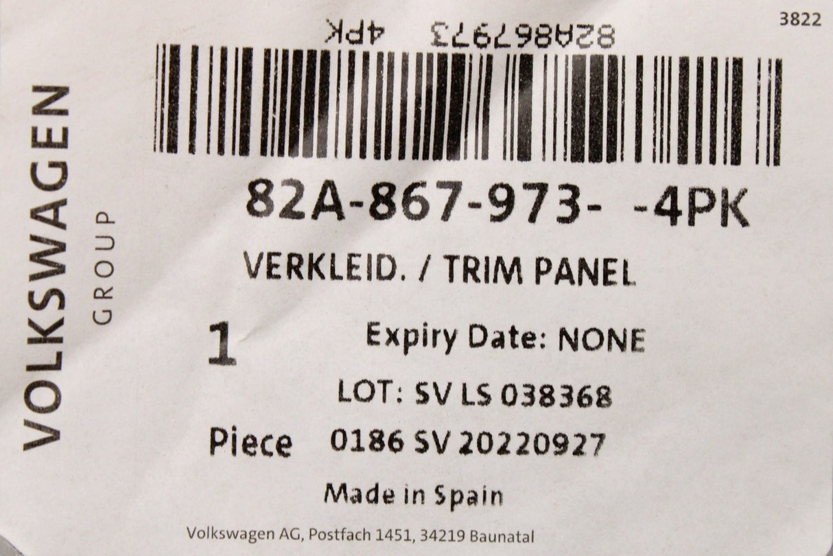 Audi A1 2019-on upper interior boot lid trim 82A867973 4PK