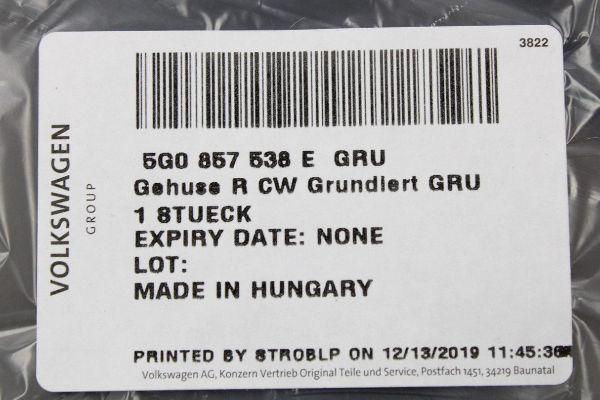 VW Golf MK7 MK7.5 2013-2020 Right wing mirror cap primed 5G0857538EGRU