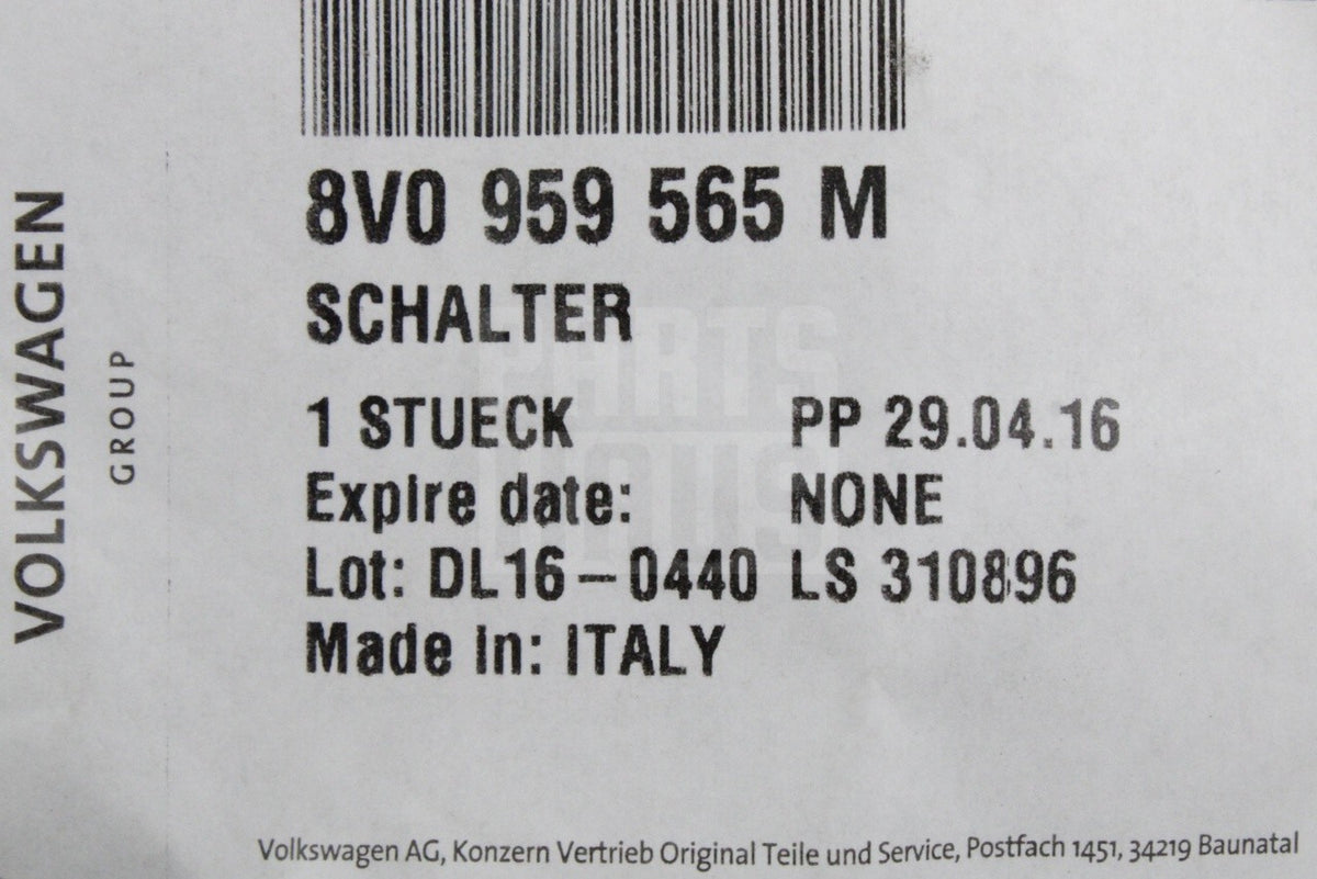 Audi A3 S3 2017-20 RS3 17-21 exterior mirror adjuster switch 8V0959565M