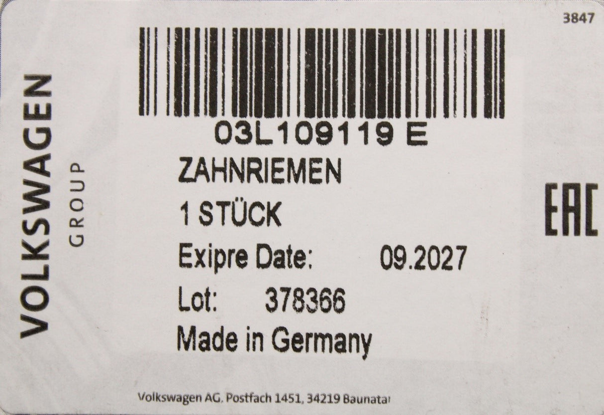 VW Audi Skoda SEAT 2008-on timing belt (2.0 TDI) 03L109119E