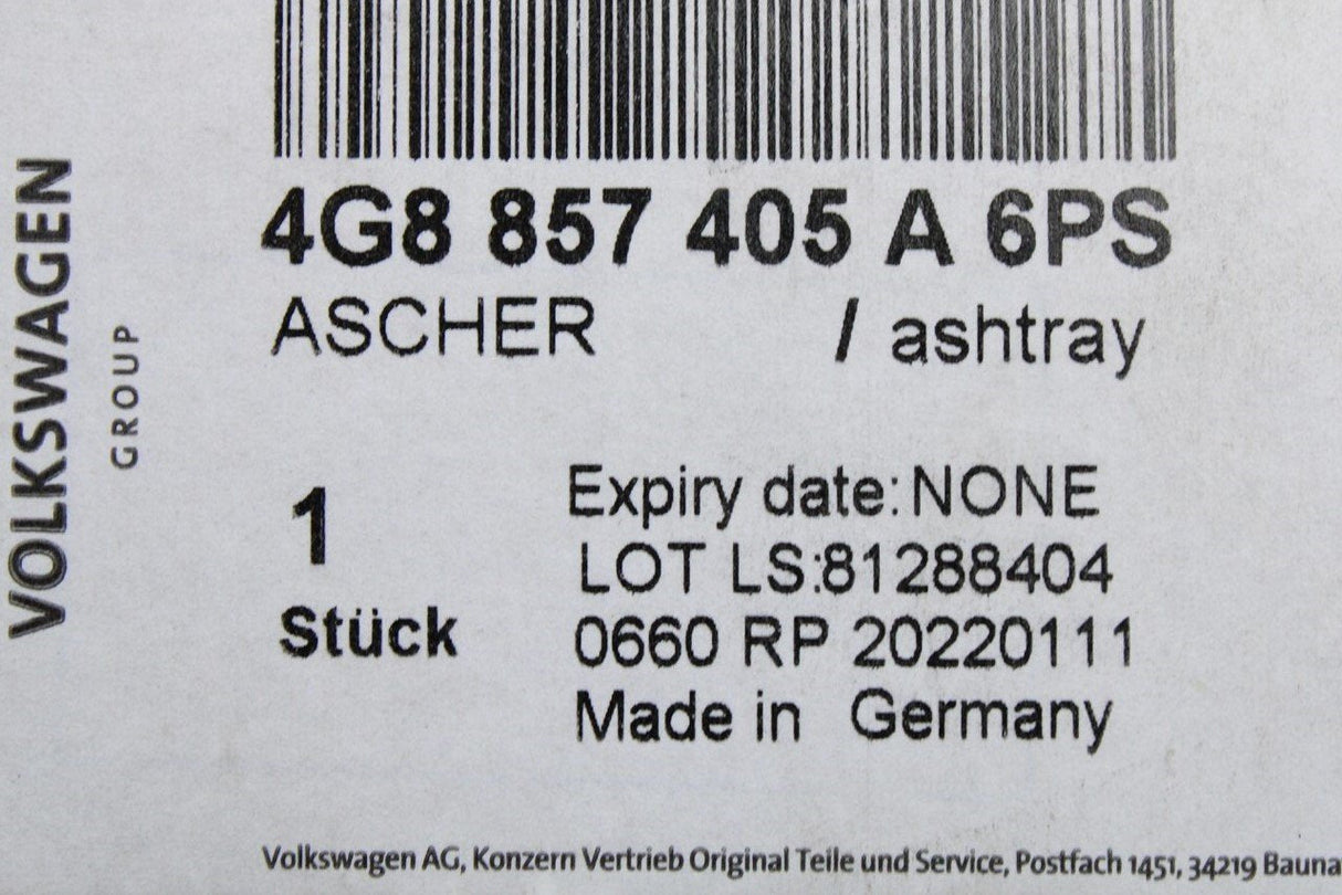 Audi A6 RS6 A7 RS7 Q7 Q8 RSQ8 door ash tray (rear left) 4G8857405A 6PS