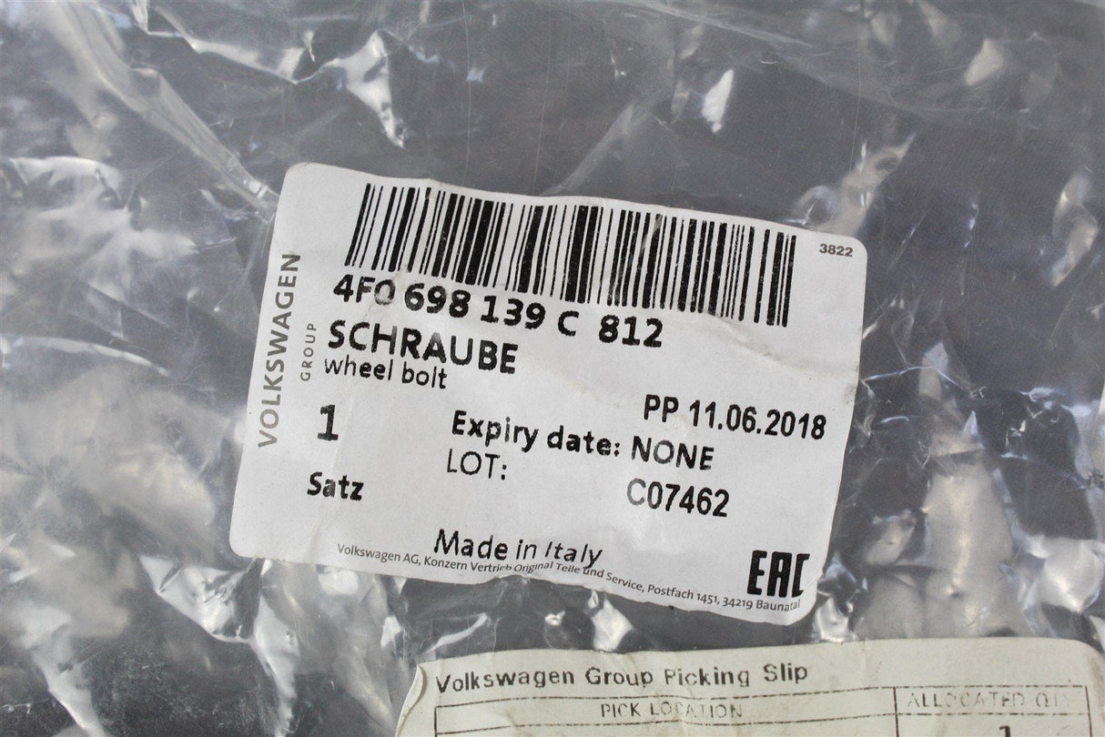 Audi A1 A3 A4 A5 A6 locking wheel nut with key code N 4F0698139C 812