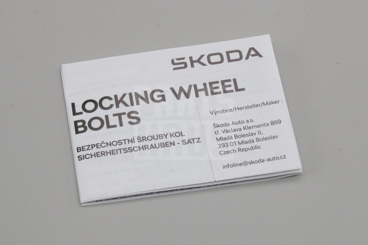 Skoda Fabia Octavia Kodiaq anti-theft locking wheel bolts kit 000071597C