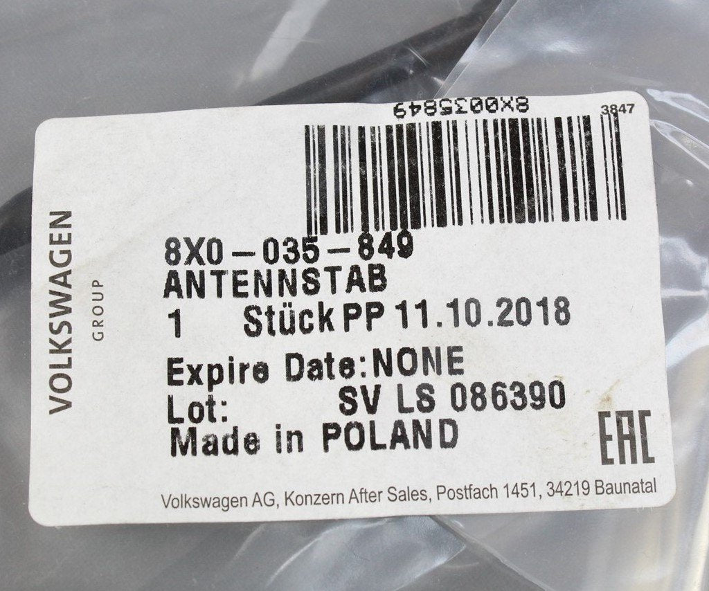 Audi A1 S1 2011-18 roof aerial antenna rod 8X0035849