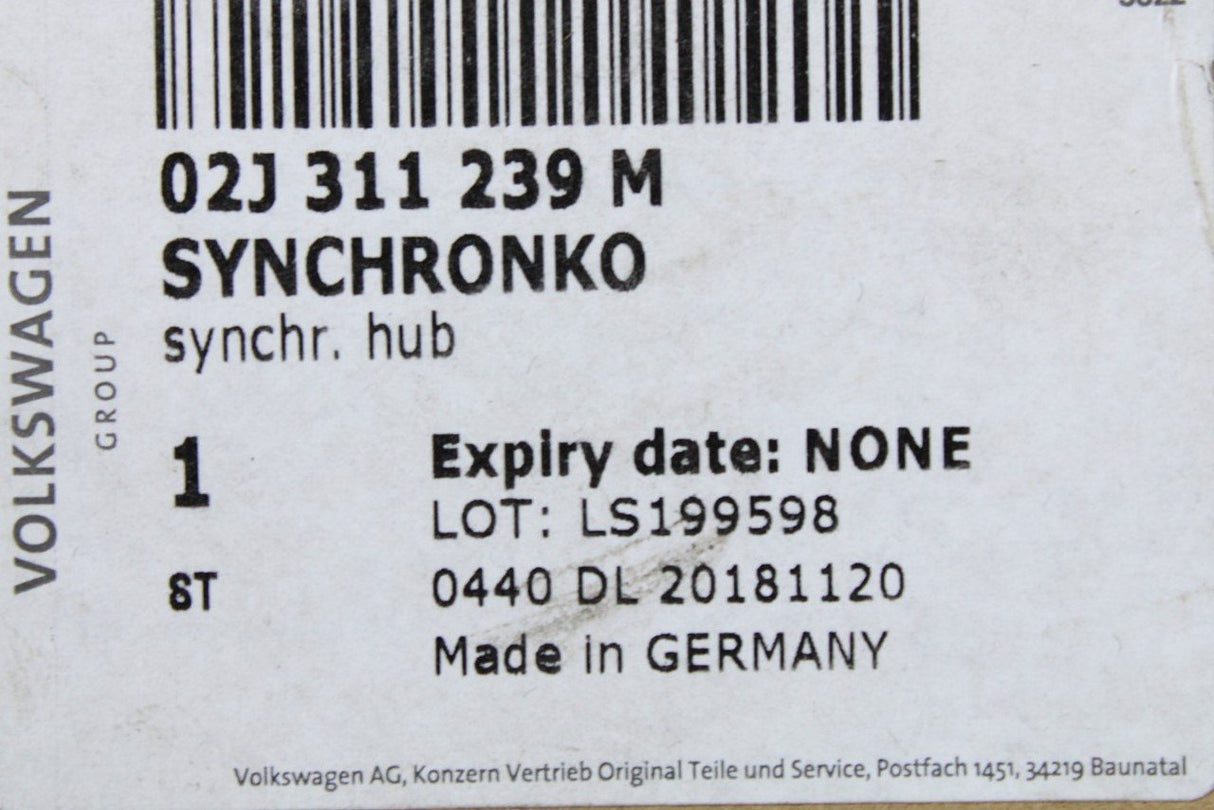 VW Audi Skoda SEAT gearbox synchro hub (1/2 gear) 02J311239M