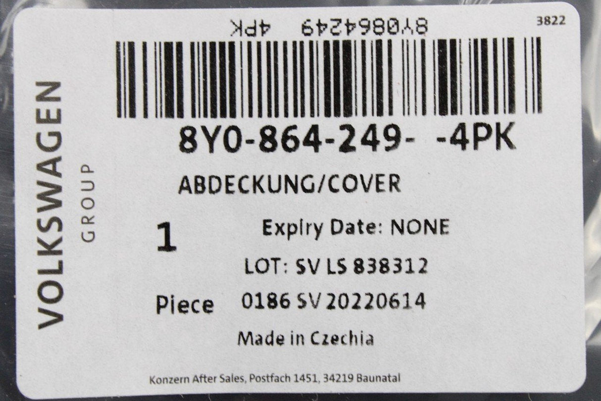 Audi A3 S3 RS3 8Y 2020-on centre armrest lower cover trim 8Y0864249 4PK