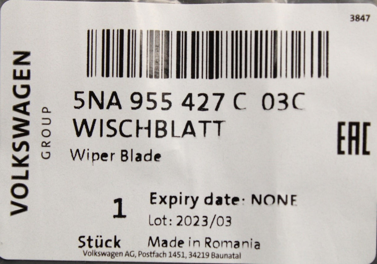 VW Tiguan 2016-2022 rear screen wiper blade 5NA955427C 03C