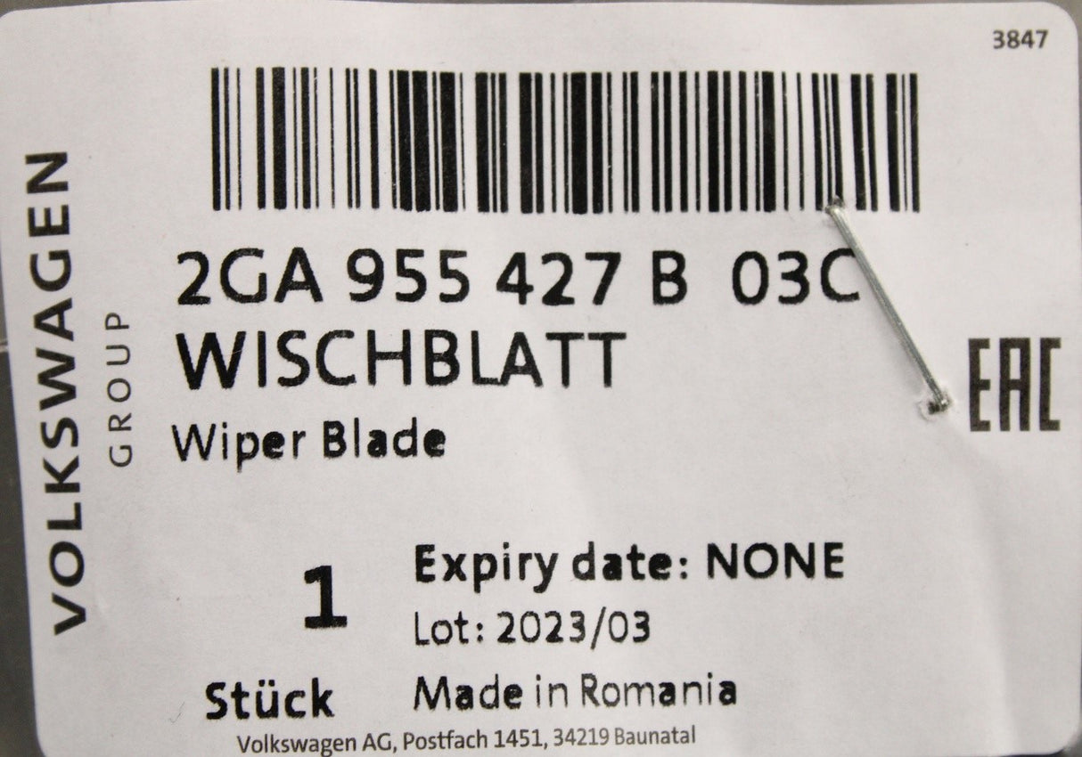 VW T-Roc 2018-on rear screen wiper blade 2GA955427B 03C