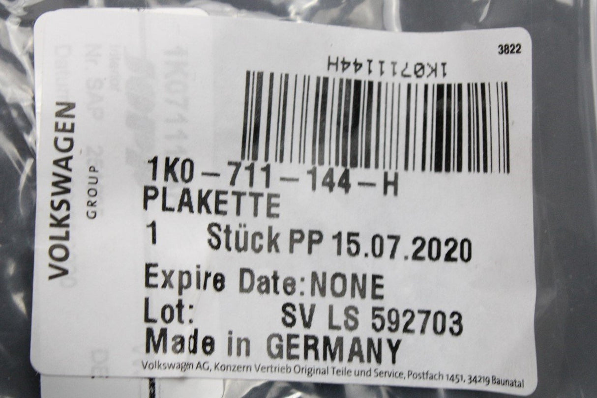 VW Golf MK6 Caddy Jetta gear knob insert badge 1K0711144H