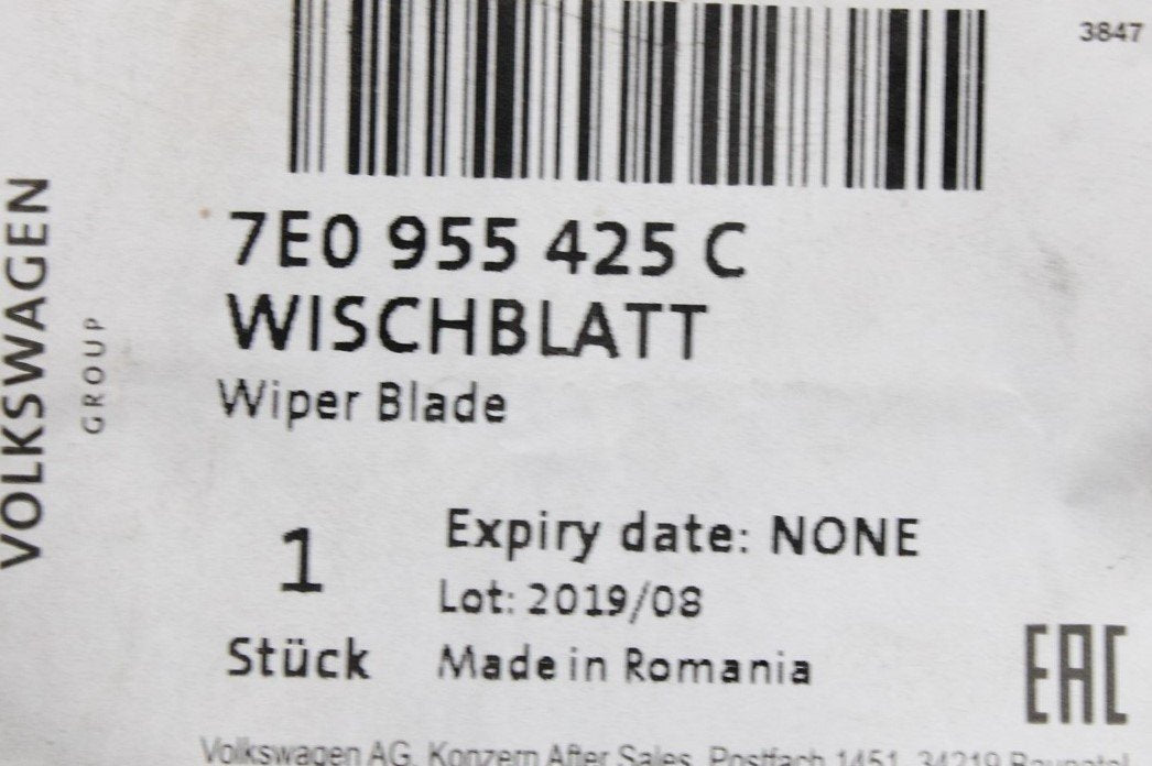 VW Transporter T6 Tailgate rear aero wiper blade 400mm 7E0955425C