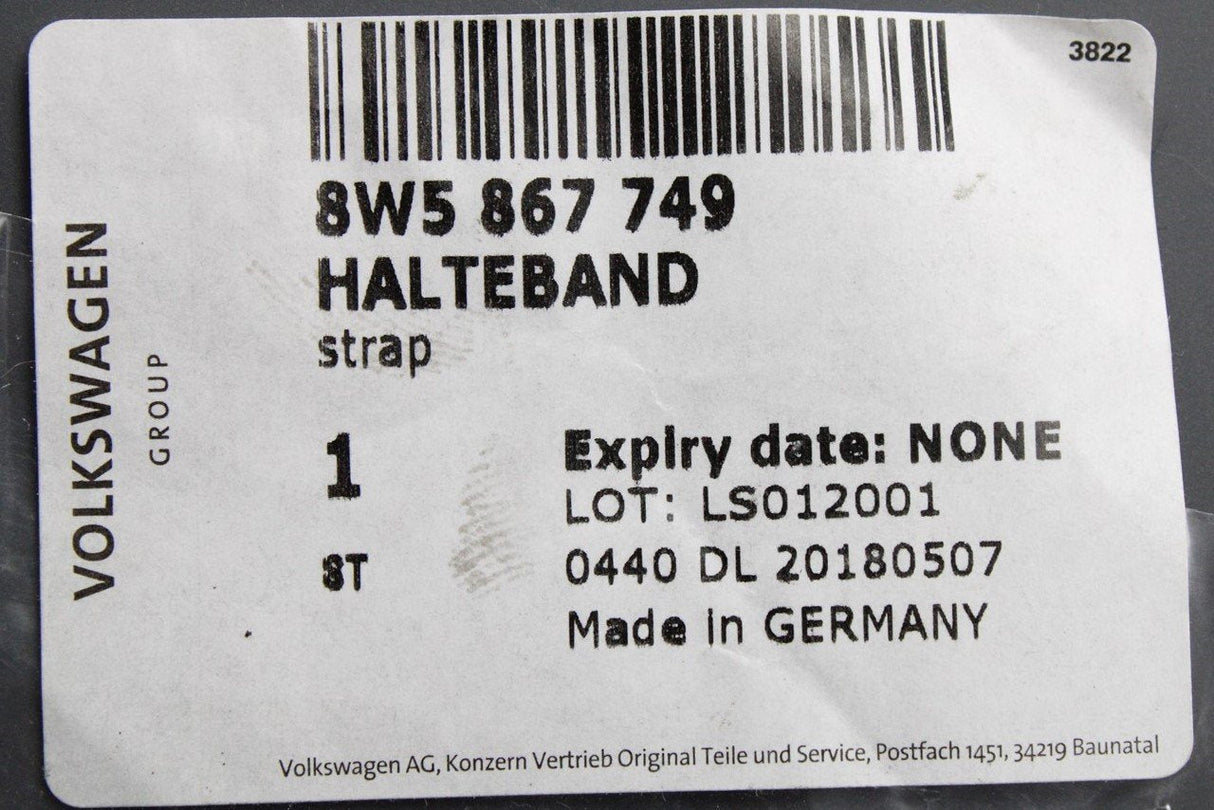 Audi A4 S4 A5 S5 RS5 tool kit warning triangle holding strap 8W5867749