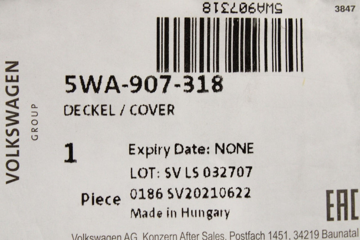 VW Golf MK8 Audi SEAT Skoda voltage converter cover (hybrid) 5WA907318