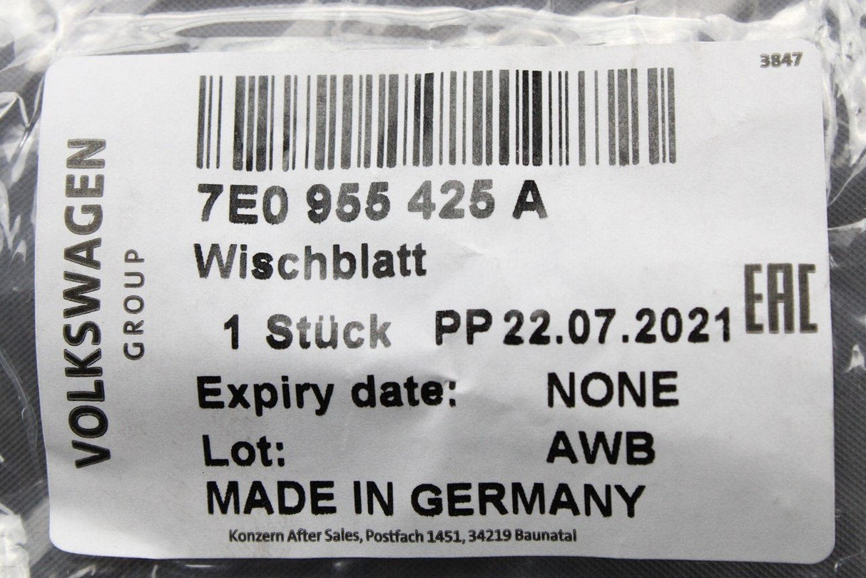 VW Transporter T5 T6 2003-21 Rear aero wiper blade 450mm 7E0955425A