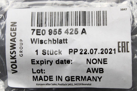 VW Transporter T5 T6 2003-21 Rear aero wiper blade 450mm 7E0955425A