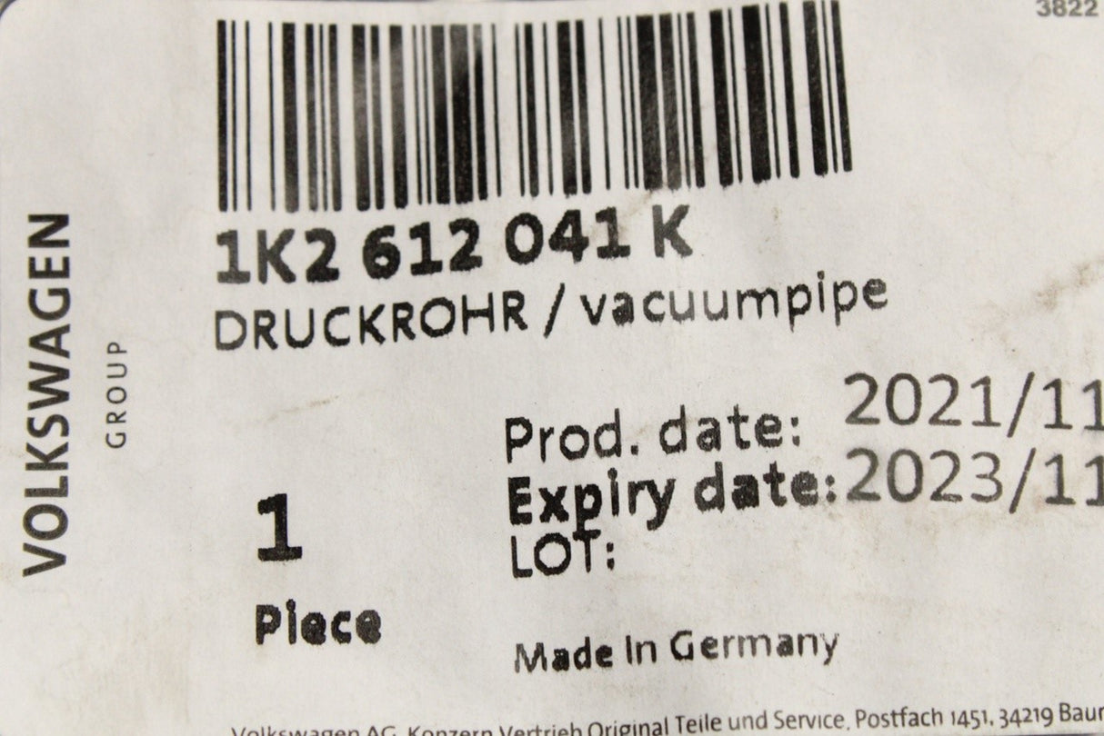 VW Golf Audi A3 Skoda SEAT Leon brake servo vacuum pipe (RHD) 1K2612041K