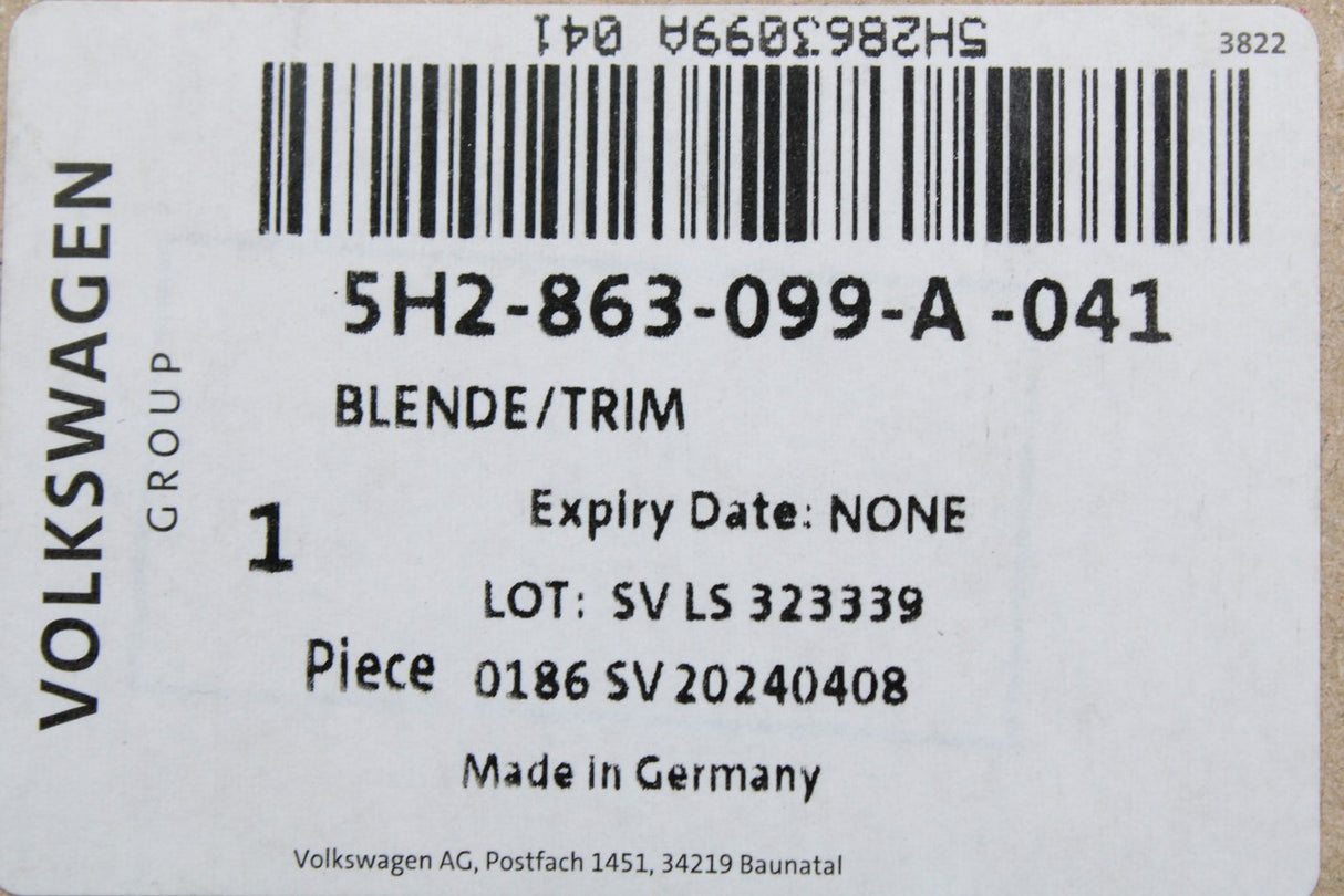 VW Golf MK8 2020-on RHD gloss black centre console trim 5H2863099A 041