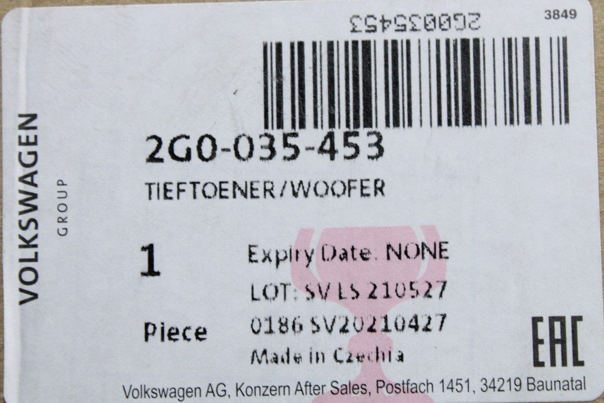 VW Polo AW 18-on T-Cross 19-on bass loud speaker (front) 2G0035453