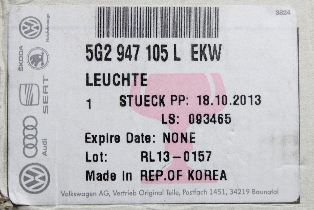 VW Golf MK7 13-17 Skoda interior reading light (front) 5G2947105L EKW