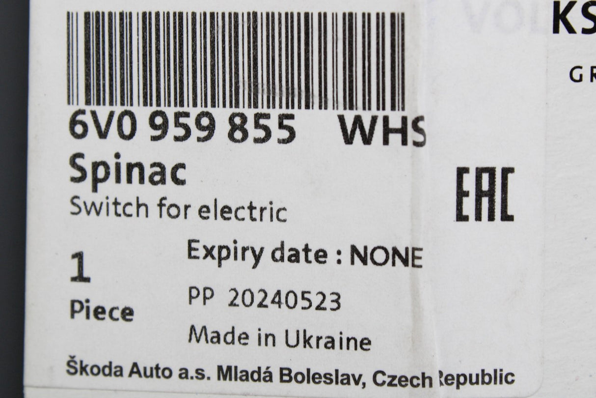 Skoda Fabia 2015-2023 passenger door window switch 6V0959855 WHS