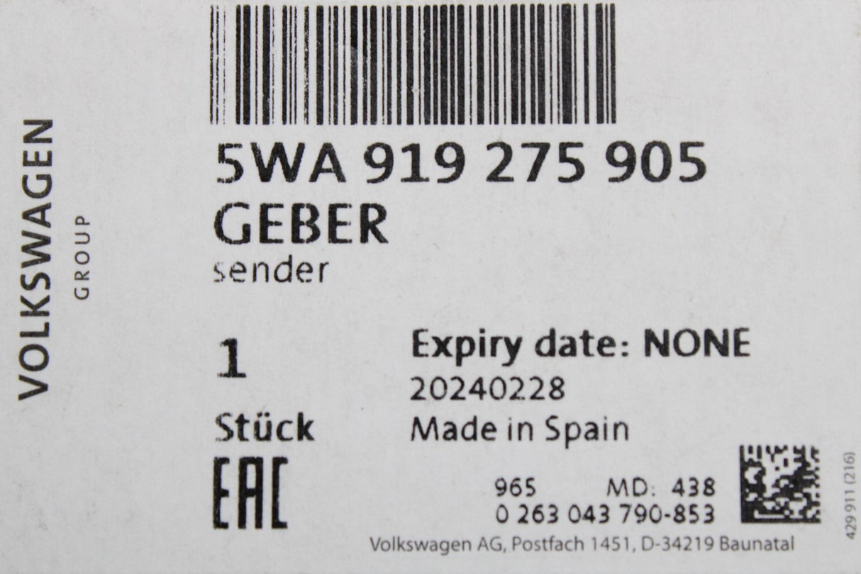 VW Crafter Caddy Audi Skoda SEAT CUPRA parking sensor 5WA919275 905
