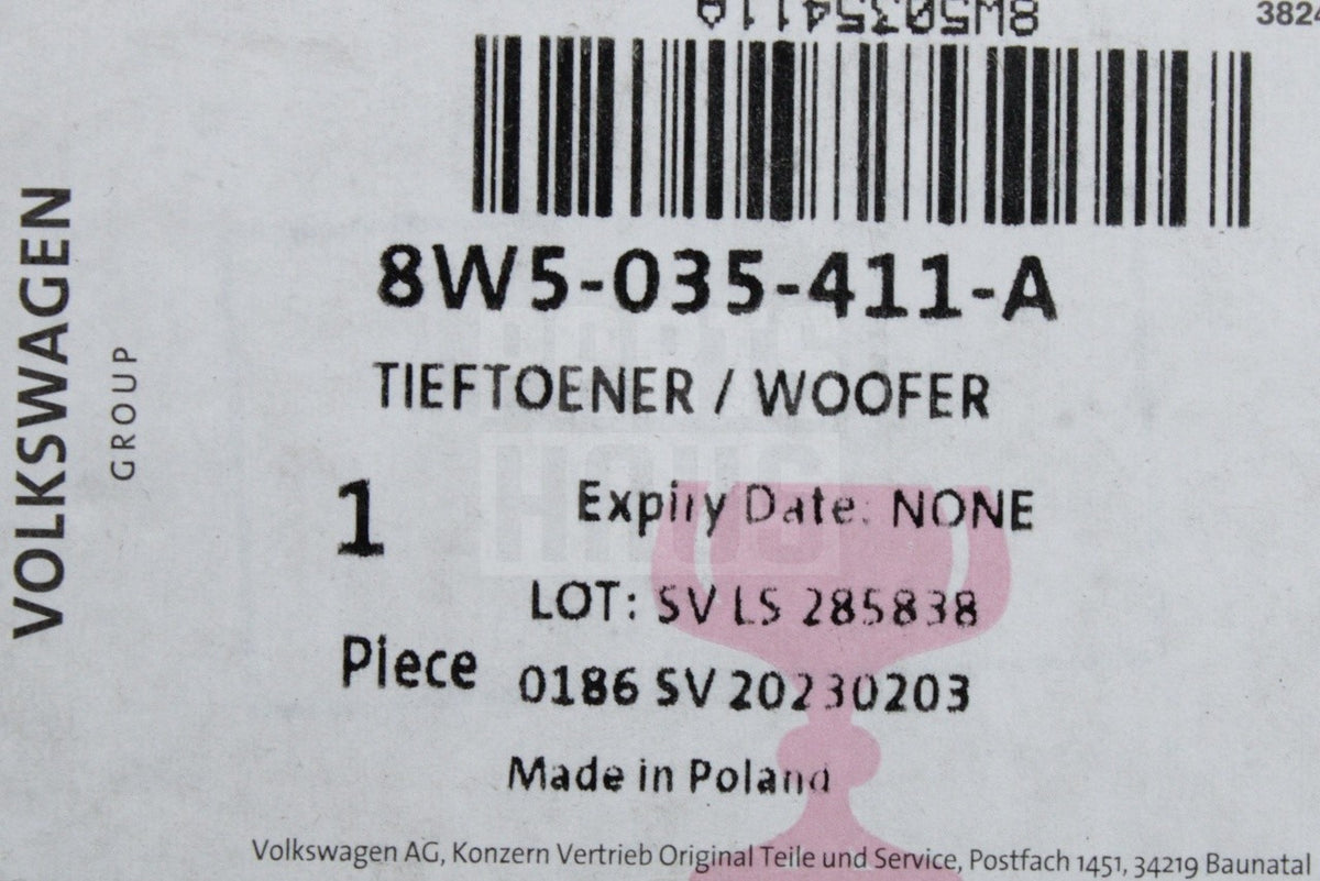 Audi A4 S4 RS4 2016-2025 A5 S5 RS5 rear door bass loudpseaker 8W5035411A