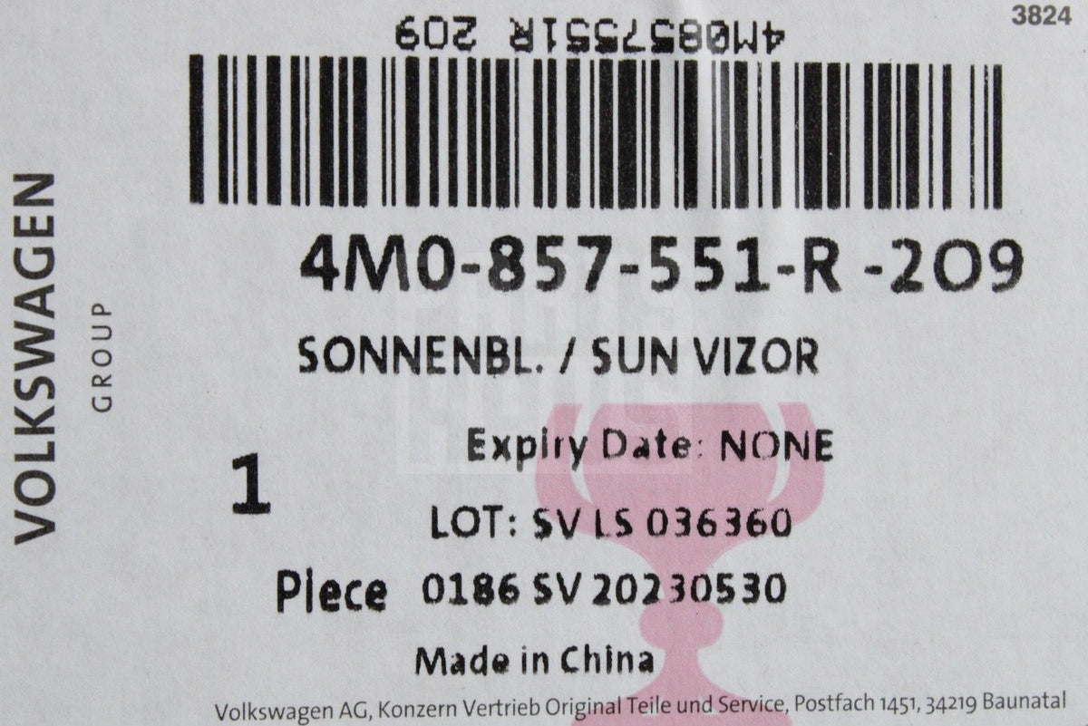Audi Q7 2016-on illuminated sun visor (left) 4M0857551R 2O9