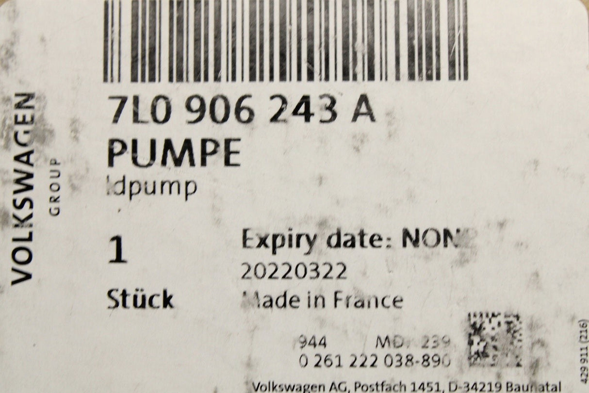 VW Golf MK7.5 Audi A3 Q5 emissions system leak detection pump 7L0906243A