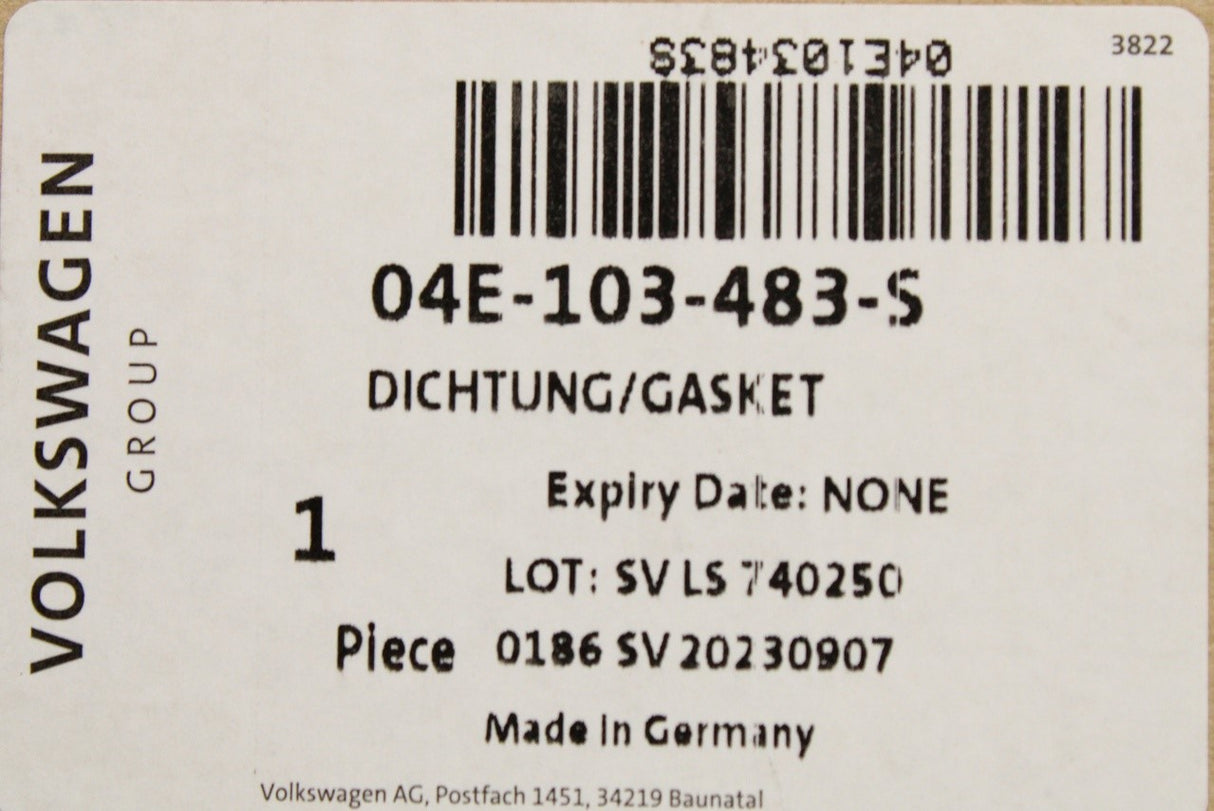 VW Golf Audi Skoda SEAT 2015-on rocker cover gasket (1.5 TSI) 04E103483S