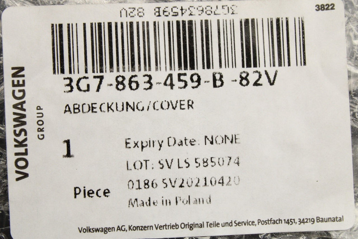 VW Arteon 2017-on rear boot lock carrier cover 3G7863459B 82V