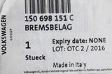 VW Up! Skoda e-Citigo SEAT Mii front brake pads set (256mm) 1S0698151C