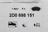 VW LT 1997-2005 front brake pads set 2D0698151