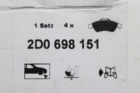 VW LT 1997-2005 front brake pads set 2D0698151