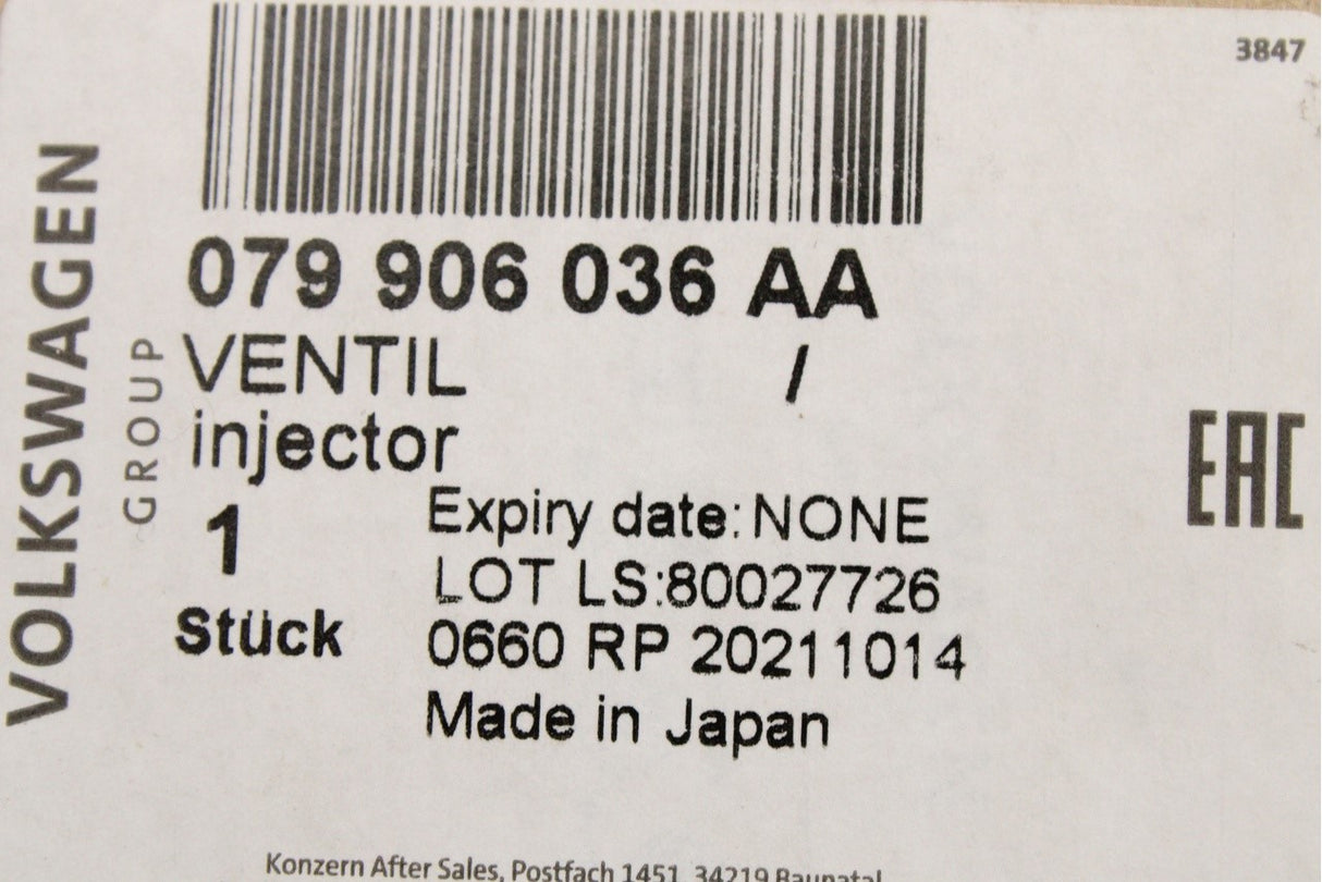 VW Touareg Audi RS6 R8 injector valve x1 (4.2L V8 5.2 V10) 079906036AA