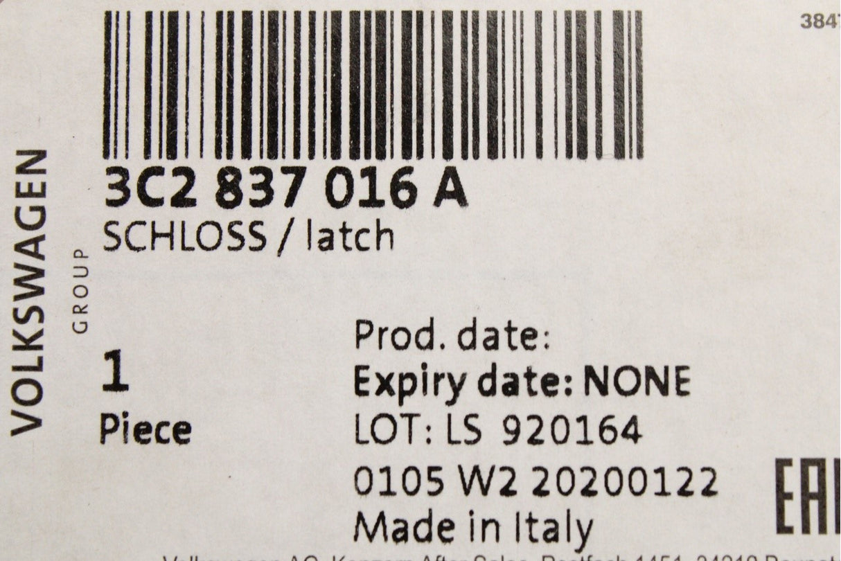 VW Passat Skoda Superb SEAT 06-15 RHD door lock (front right) 3C2837016A