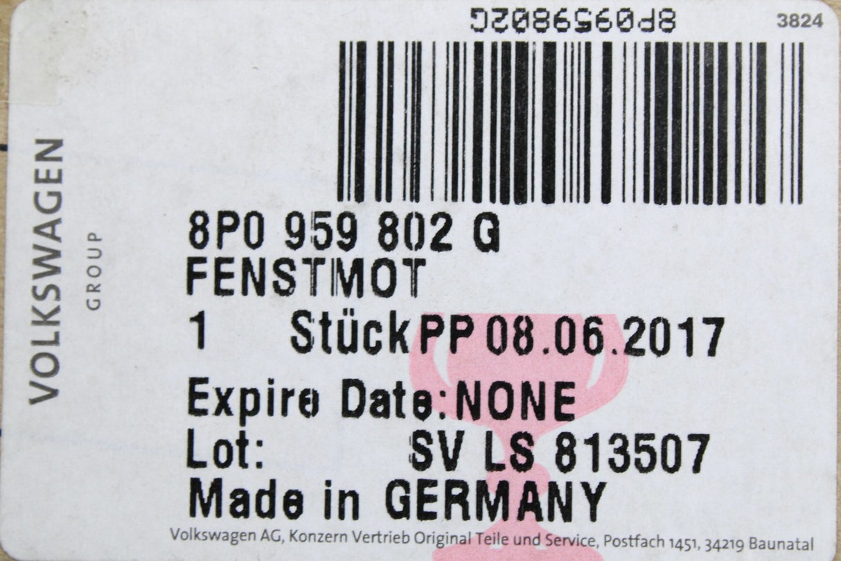 Audi A3 2004-2007 front window motor (passenger) 8P0959802G
