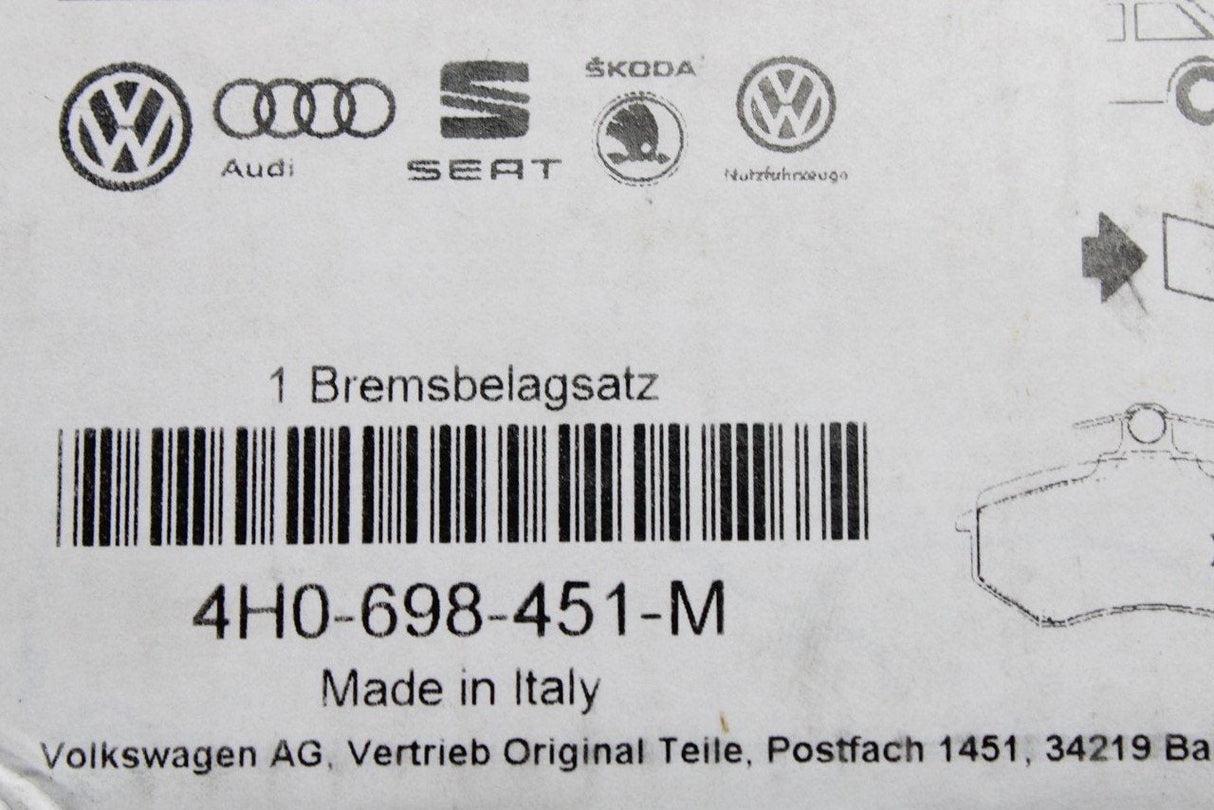 Audi A8 S8 2010-2017 brake pad set (rear) 4H0698451M