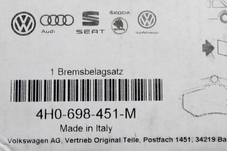 Audi A8 S8 2010-2017 brake pad set (rear) 4H0698451M