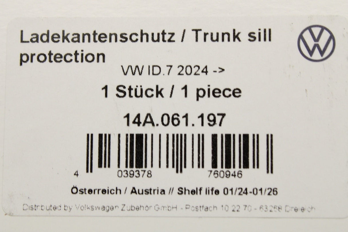 VW ID.7 2024-on clear bumper protection film (rear) 14A061197
