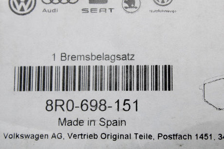 Audi A4 S4 A5 S5 2008-2016 brake pad set (front) 8R0698151