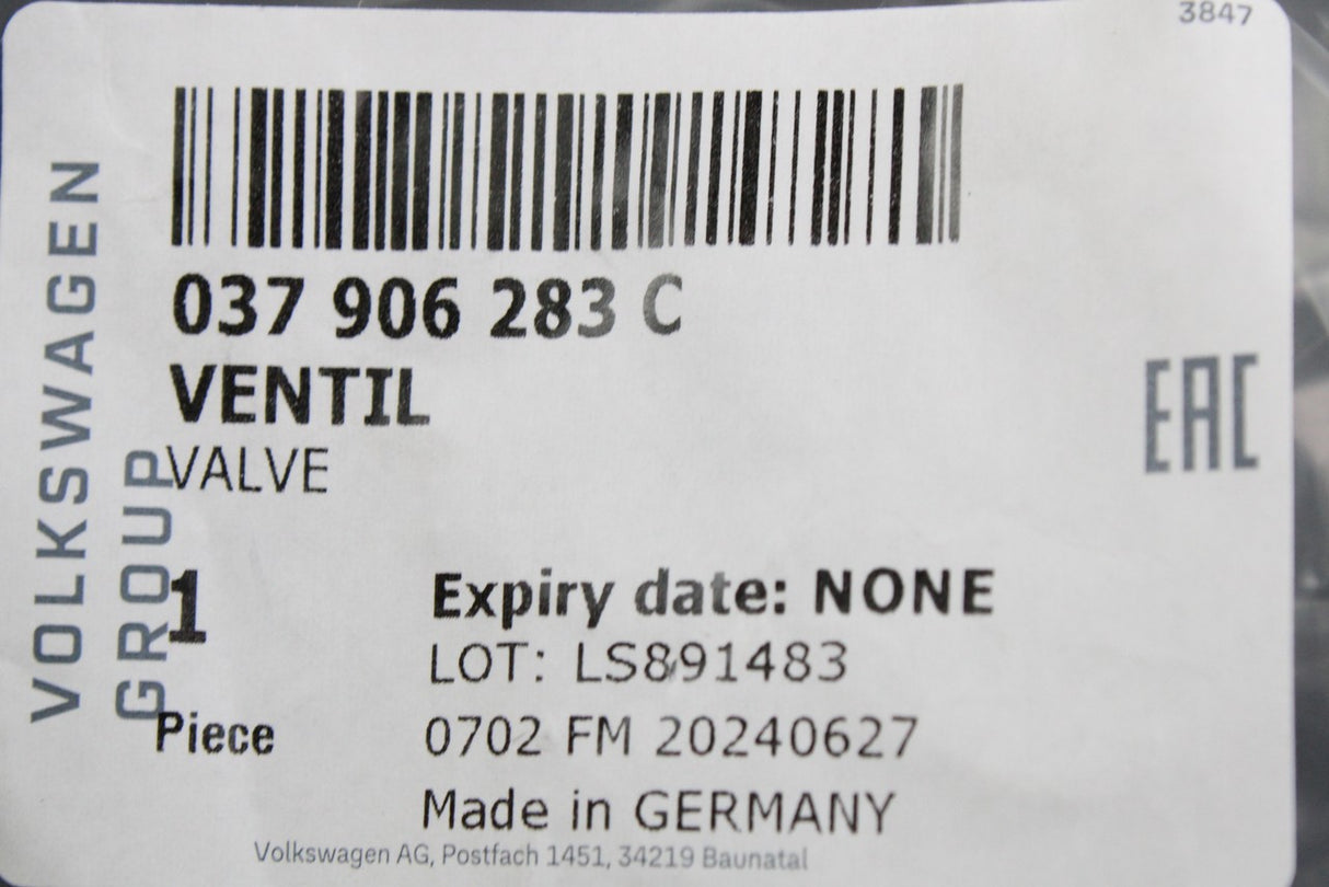VW Audi Skoda SEAT N80 vacuum system control solenoid 037906283C