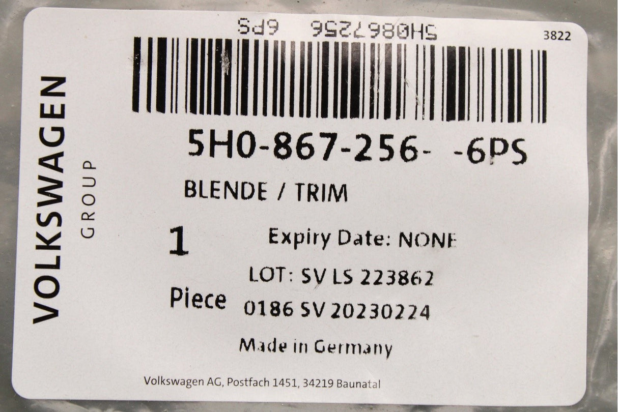 VW Golf MK8 2020-on window switch trim (passenger side) 5H0867256 6PS