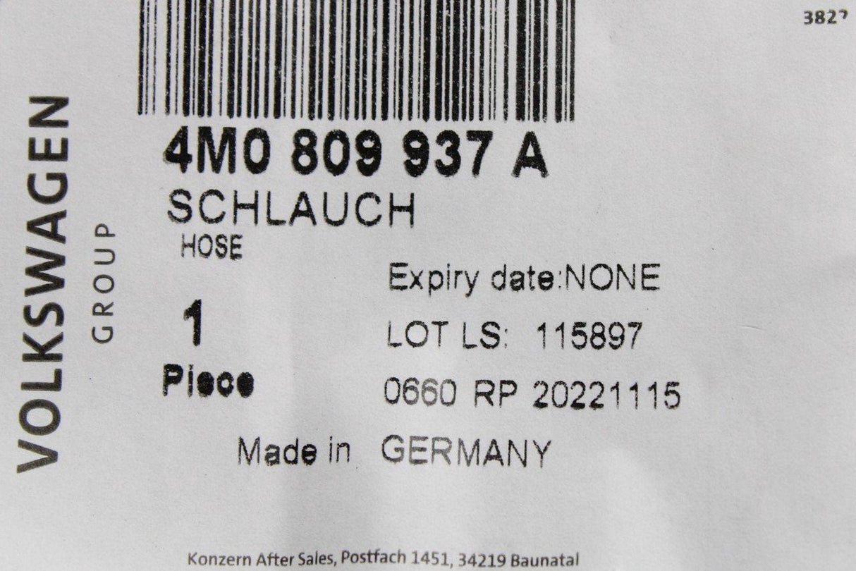 VW Touareg Audi Q5 Q7 RS6 RSQ8 fuel filler housing drain hose 4M0809937A