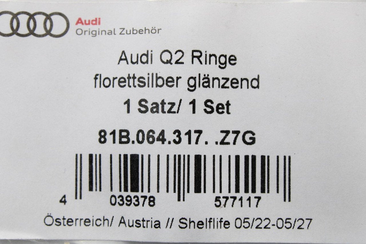 Audi Q2 2017-on accessory Audi ring logo stickers 81B064317 Z7G
