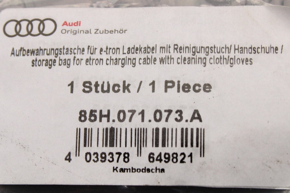 Audi accessory e-tron charging cable storage bag 85H071073A