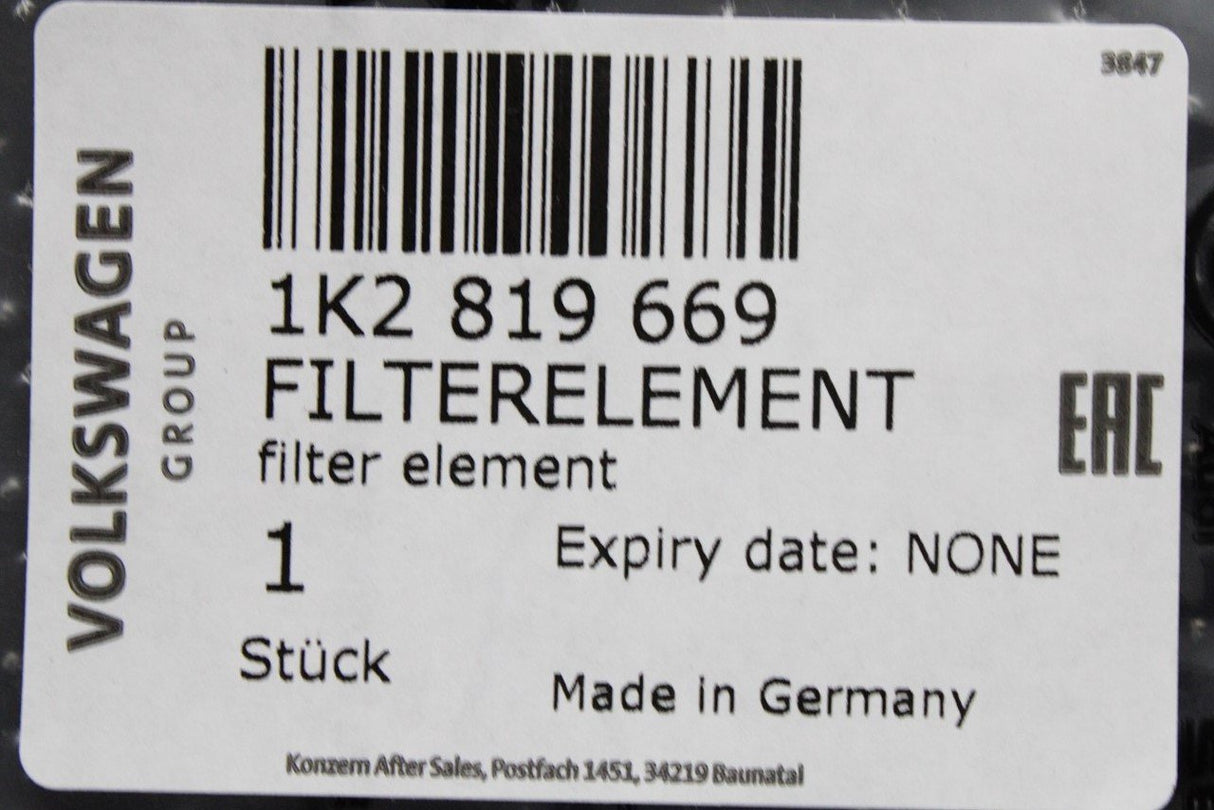 VW Golf MK5 MK6 Caddy Audi Skoda SEAT pollen dust filter (RHD) 1K2819669